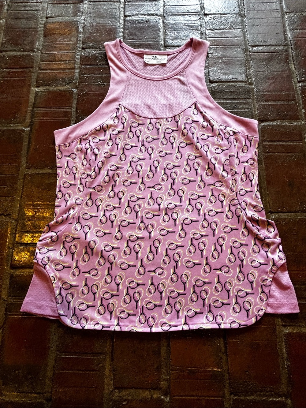 Grand Slam Lavender/Pink Tennis-Print Tank Top